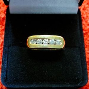 Solid Gold 14k ring Men's/Unisex 5 real 💎's Size approx 5.5 0.60 TDW 5.86gr